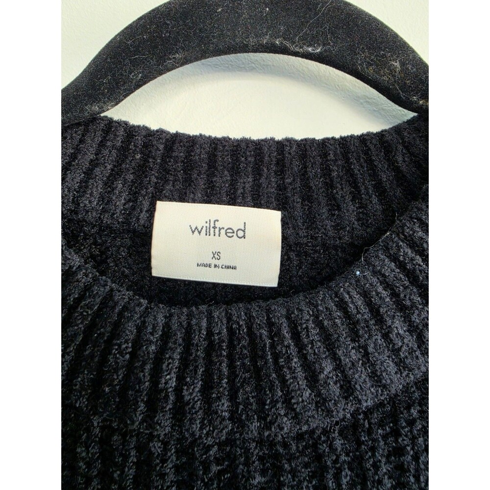 Wilfred Aritzia Black Essential Chenille Knit Pullover Sweater Size XS Holiday - Picture 3 of 10